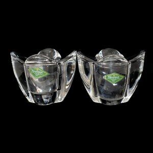 Pair of Shannon Handcrafted Crystal Votive Tea Candle Holders Set of 2